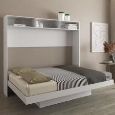 Cama Articulada Casal Horizontal com Nichos e Prateleiras Cm8043 Branco