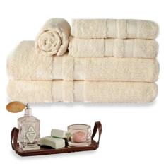 Jogo de Banho Paris 5 Peças Toalha de Banho Rosto e Tapete 100% Algodã