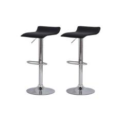 Kit 2 Banquetas Tóquio Belo Horizonte Preta Base Giratória Altura Regu