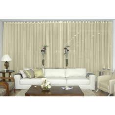 Cortina Voil Pérola Sala Quarto 6,00X2,80 Ilhós Cromado