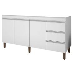 Balcão Gabinete Para Pia 160cm Sem Tampo 3 Portas Karen P14 Branco - Mpozenato