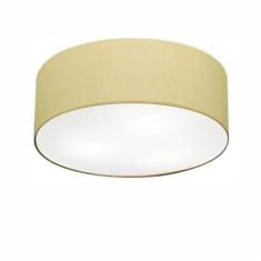 Plafon Cilíndrico Md-3014 Cúpula Em Tecido 50x15cm Algodão Crú - Bivolt