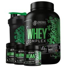 Kit On Whey Complex + Bcaa + Gluta + Creatina + Shaker-Unissex