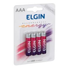 Pilha Recarregável AAA Elgin 82171 - 1000mAh - com 4 unidades