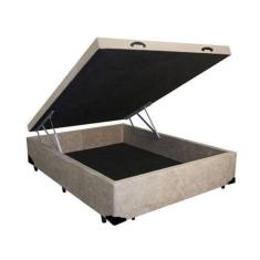 Cama Box Baú Blindado Casal HomeQueen Suede Bege 41x138x188