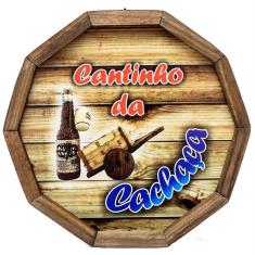 Quadro Tampa De Barril Madeira Rústica Cantinho Da Cachaça