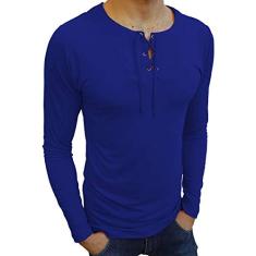 Camiseta Bata Básica Manga Longa cor:azul;tamanho:m