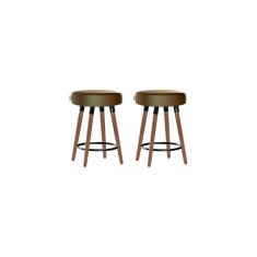 Kit 2 Bancos Moderno Pé Palito Roma Slim Camel 50cm