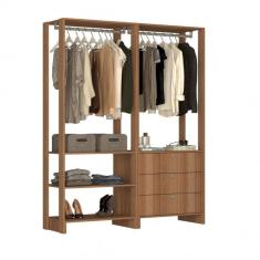 Guarda-Roupa Closet 2 Peças com 2 Cabideiros 3 Gavetas e 4 Nichos Yes Nova Mobile Montana