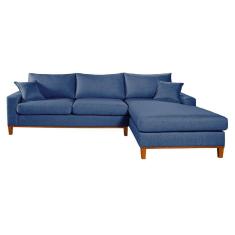 Sofa Living California 4 Lugares Chaise Lado Esquerdo Revestido Linho Base Madeira
