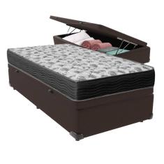 Cama Ortobom Solteiro Baú Marrom Colchão Iso100 Espuma D33