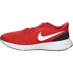 Nike Tênis de corrida masculino Revolution 5, Vermelho/branco e preto, 11