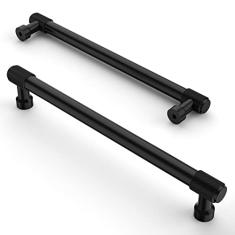 Asidrama Pacote com 10 puxadores de armário pretos foscos, puxadores de armário serrilhados, puxadores de armário de cozinha para puxadores de gaveta de armário