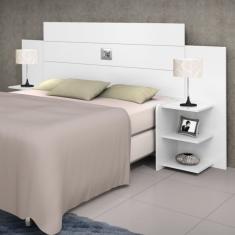 Cabeceira Casal Regulável com Prateleiras Acapulco J&a Móveis Branco