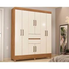 Guarda Roupa 8 Portas e 2 Gavetas Munique Amêndola/Off White - Demóbil