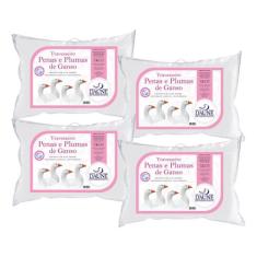 Kit com 4 Travesseiros 95% Penas e 5% Plumas - 13 cm - Daune