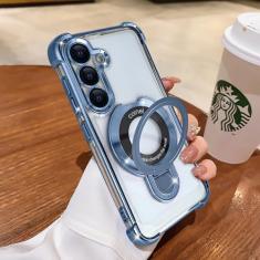 Uioeua Capa compatível com Samsung Galaxy S24 Magsafe, suporte de anel magnético com proteção contra quedas de grau militar para capa de silicone com quatro cantos à prova de choque para Samsung