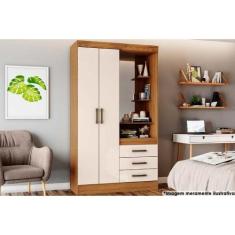 Guarda Roupa 2 Portas e 3 Gavetas c/ 1 Espelho Briz B64 Nature/Off Whi