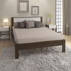 Cama de Casal Nogal/Branco Cm8005 - Tecno Mobili, Moderno, Marrom Escu