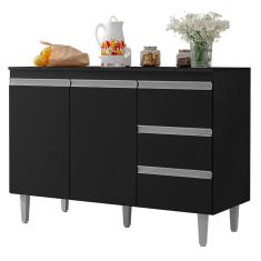 Balcão Pia Andréia 120cm com Tampo mdp - ajl Móveis Preto