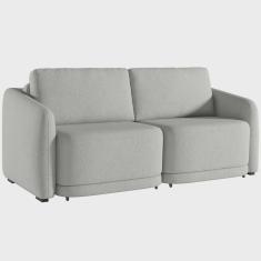Sofá Cama para Sala de Estar 2 Lugares 216cm Montserrat K01 Linho Cinza - Lyam Decor