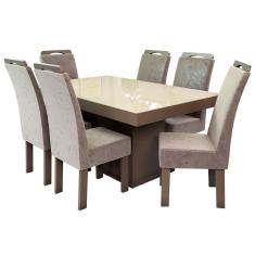 Conjunto Mesa Com 6 Cadeiras Talismã New Premium Nevada Tabaco/Fendi
