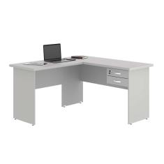 Escrivaninha Em L Com 02 Gavetas Chair Cinza