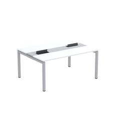 Mesa Plataforma Dupla Com Pé De Aço Para Coworking 160x120 Pdc16-12-2p Branco-cinza