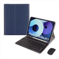 Teclado Redondo + Mouse + Capa Para iPad 5ª/6ª Geração iPad Air1/Air2 iPad Pro 9.7 Polegadas