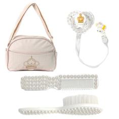 Bolsa Maternidade Bege com Pentinho e Escovinha para Boneca Bebê Rebor