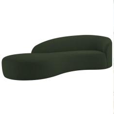 Divã Recamier Orgânico França 160cm Lado Esquerdo Linho - Doce Sonho Móveis Verde