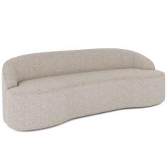 Sofá 3 Lugares Curvo Sala de Estar Living Lótus D02 Linho Bege 180 cm 