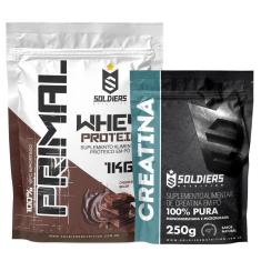 Kit: Whey Protein Primal 1Kg 100% Importado + Creatina Monohidratada 250g - Soldiers Nutrition-Unissex