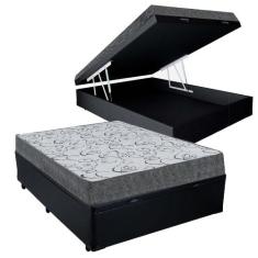 Cama Box Baú Casal Colchão Espuma D33 Maxx Kansas + Box Sintético 77x1