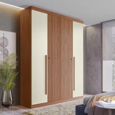 Guarda Roupa Solteiro Ripado 4 Portas e 2 Gavetas Antony - Santos Andi