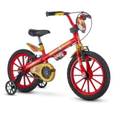 Bicicleta Infantil Aro 16 Homem de Ferro com Rodinhas, Nathor