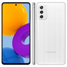Smartphone Samsung Galaxy M52 5G Branco 128GB, 6GB RAM, Tela Infinita de 6.7", Câmera Tripla, Bateria de 5000mAh e Processador Snapdragon 778G