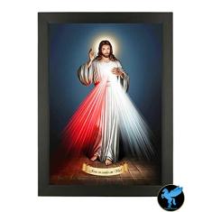 Quadro Catolico Jesus Misericordioso Tamanho 35x25 Com Vidro