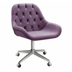 Poltrona Lua Capitonê Cadeira Giratória com Rodinhas Escritório Home Office