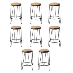 Kit 8 Banquetas Banco Guatemala Estilo Industrial Preto