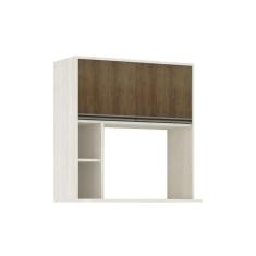 Armário Aéreo de Cozinha 80cm 2 Portas 4 Prateleiras e Nicho Microondas Linea Luciane Móveis