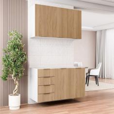Cozinha Modulada 2 Peças sem Tampo 1 Aéreo 3 Portas e 1 Balcão Pia Ipanema Cabecasa Madeiramadeira Amadeirado