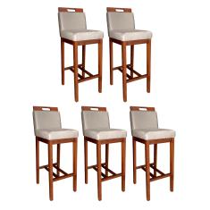 Kit 5 Banquetas Alta para Bancada 104 Cm Veneza Suede Bege CCS