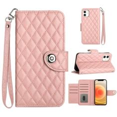 Para iPhone 12, capa carteira com alça de pulso, capa flip de couro com fecho magnético com 7 cartões e 1 compartimento para dinheiro, suporte feminino presente capa de telefone para Apple iPhone 12