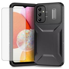 Ueokeird Capa para Galaxy A14 4G, capa para Samsung A14 5G/M44 5G com protetor de tela de vidro temperado e capa deslizante para câmera, antiderrapante, resistente, à prova de choque para Samsung
