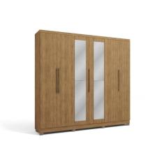 Guarda Roupa Casal 6 Portas e 4 Gavetas c/ Espelho e Pés H555 Freijó - Kappesberg