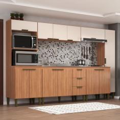 Cozinha Completa Bia 12 Portas 3 Gavetas Freijó/Off White - Jcarvalho