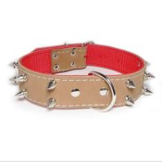 Coleira Couro Top Rubber Forrada Dupla Com Cravo Pitbull - Comac