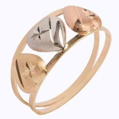Anel de Ouro 18k 3 Corações - Meu Anel, 15