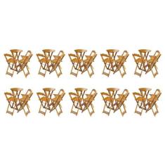Kit 10 Jogos de Mesa Bistrô de Madeira Dobrável com 3 Banquetas - Mel 